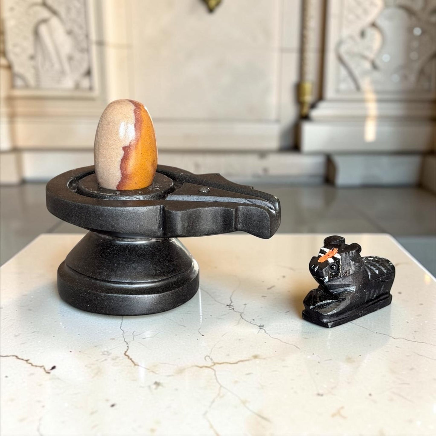 Authentic 2 Inch Narmadeshwar Shivling with Nandi variant_title for pooja mandir