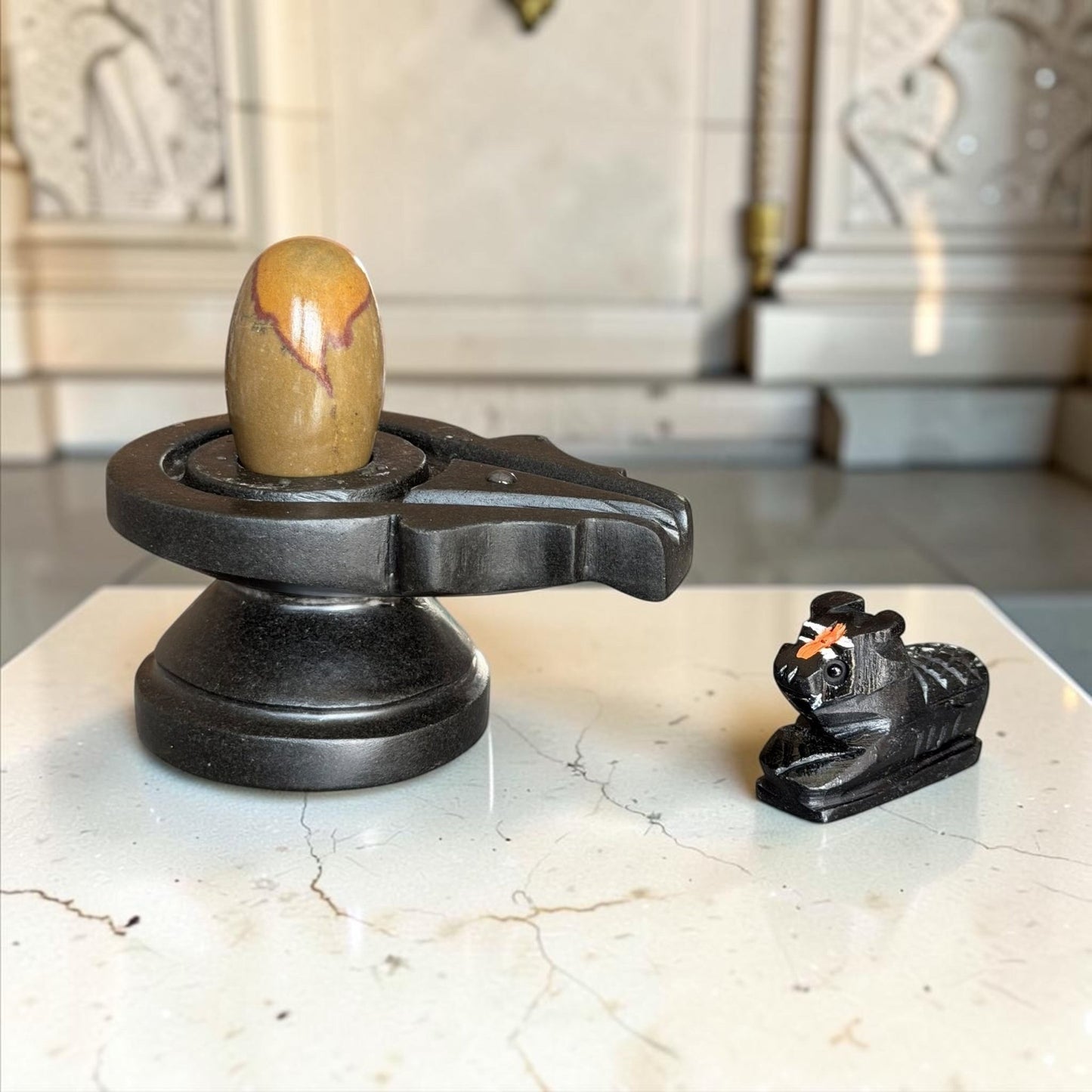 Authentic 2 Inch Narmadeshwar Shivling with Nandi variant_title for pooja mandir