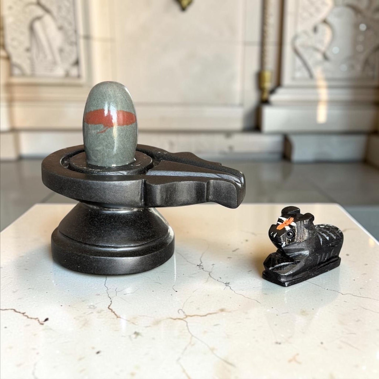 Authentic 2 Inch Narmadeshwar Shivling with Nandi variant_title for pooja mandir