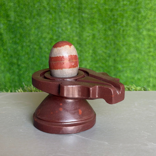 Narmadeshwar Shivling 2 Inch with 4 Inch Jaladhari - Original Narmada River Stone variant_title for pooja mandir