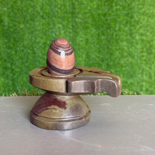Narmadeshwar Shivling 2 Inch with 4 Inch Jaladhari - Original Narmada River Stone variant_title for pooja mandir