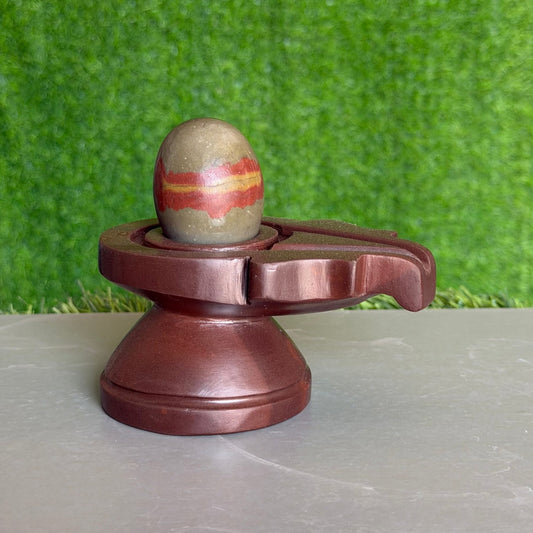 Narmadeshwar Shivling 2 Inch with 4 Inch Jaladhari - Original Narmada River Stone variant_title for pooja mandir