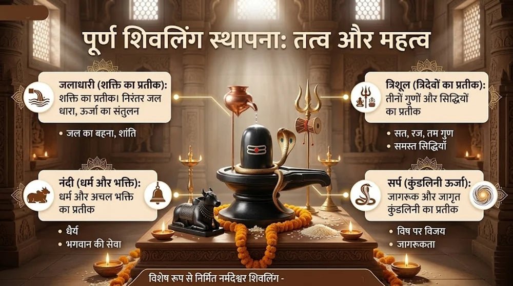 Purna Shivling Sthapana: Jaladhari, Trishul, Nandi Aur Sarp Ka Mahatva - NARMADESHWAR SHIVLING SHOP
