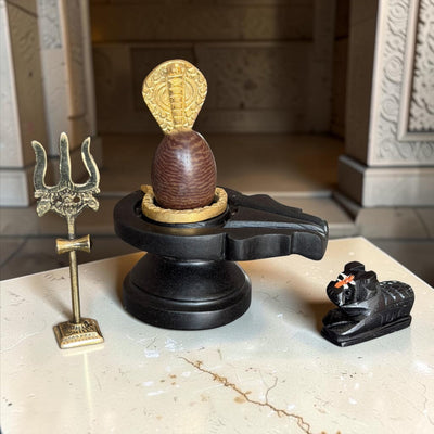 2 Inch Narmadeshwar Shivling with Naag, Trishul & Nandi