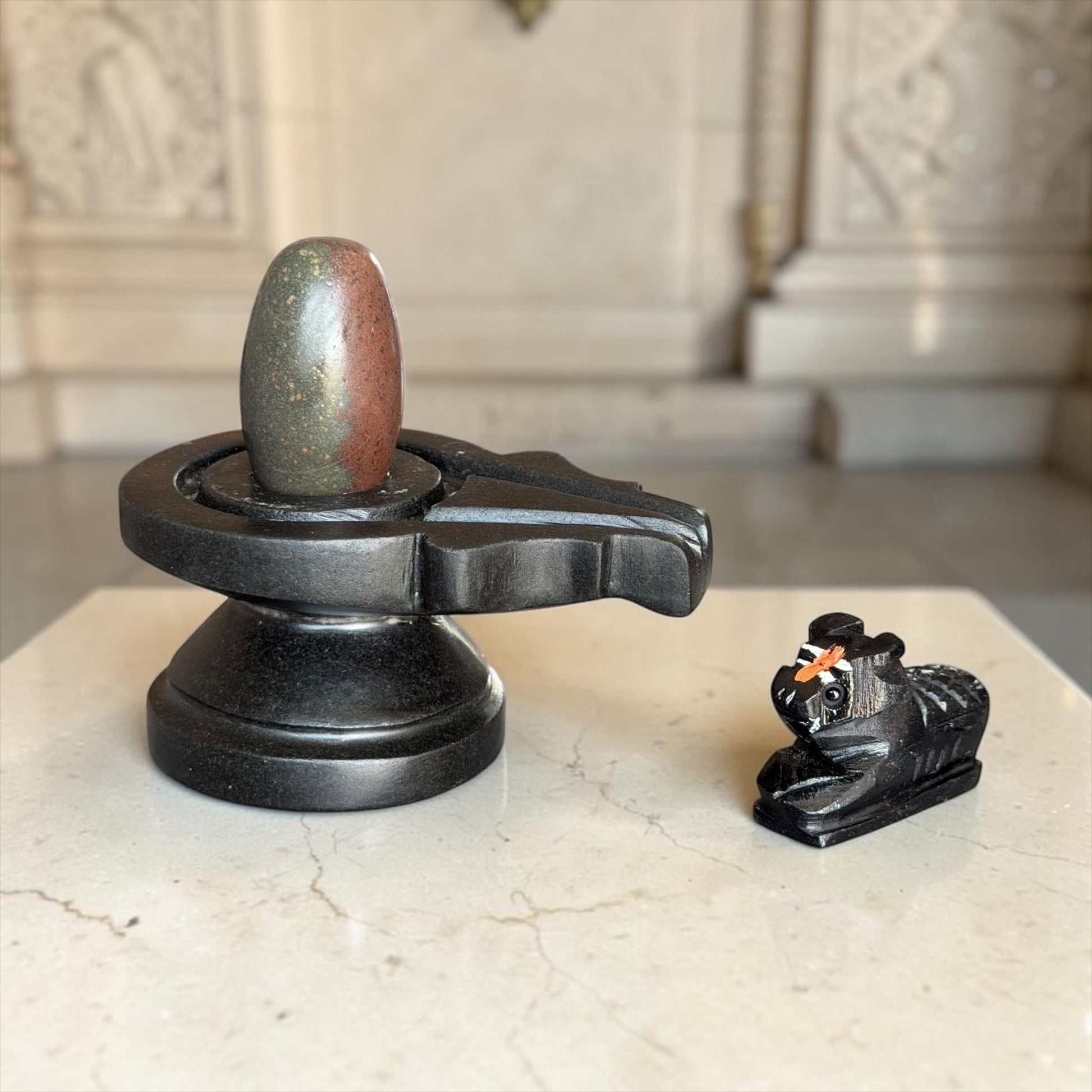 Authentic 2 Inch Narmadeshwar Shivling with Nandi variant_title for pooja mandir