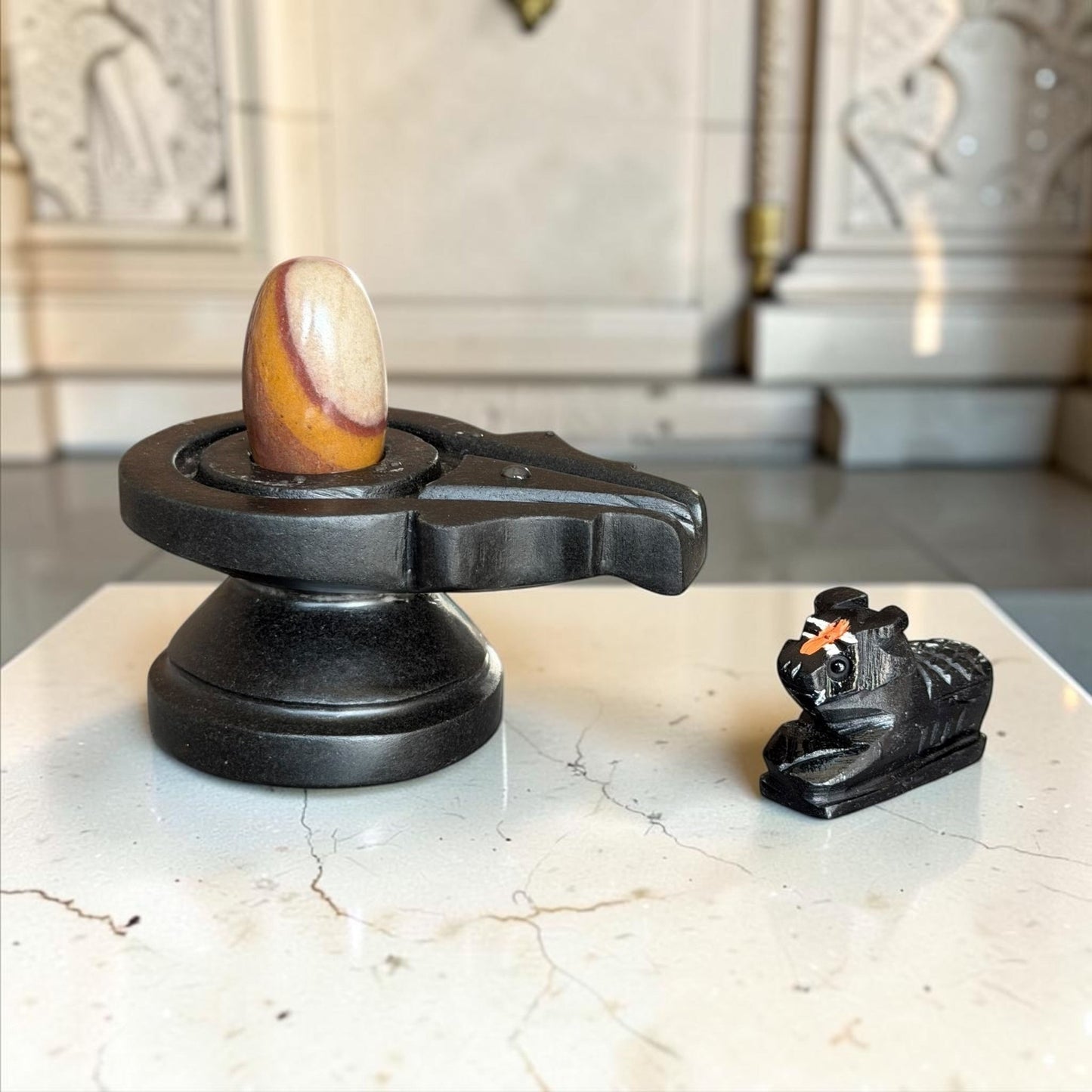 Authentic 2 Inch Narmadeshwar Shivling with Nandi variant_title for pooja mandir