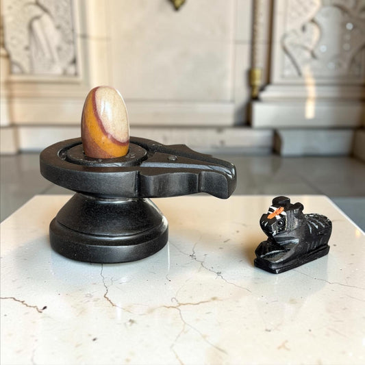 Authentic 2 Inch Narmadeshwar Shivling with Nandi variant_title for pooja mandir