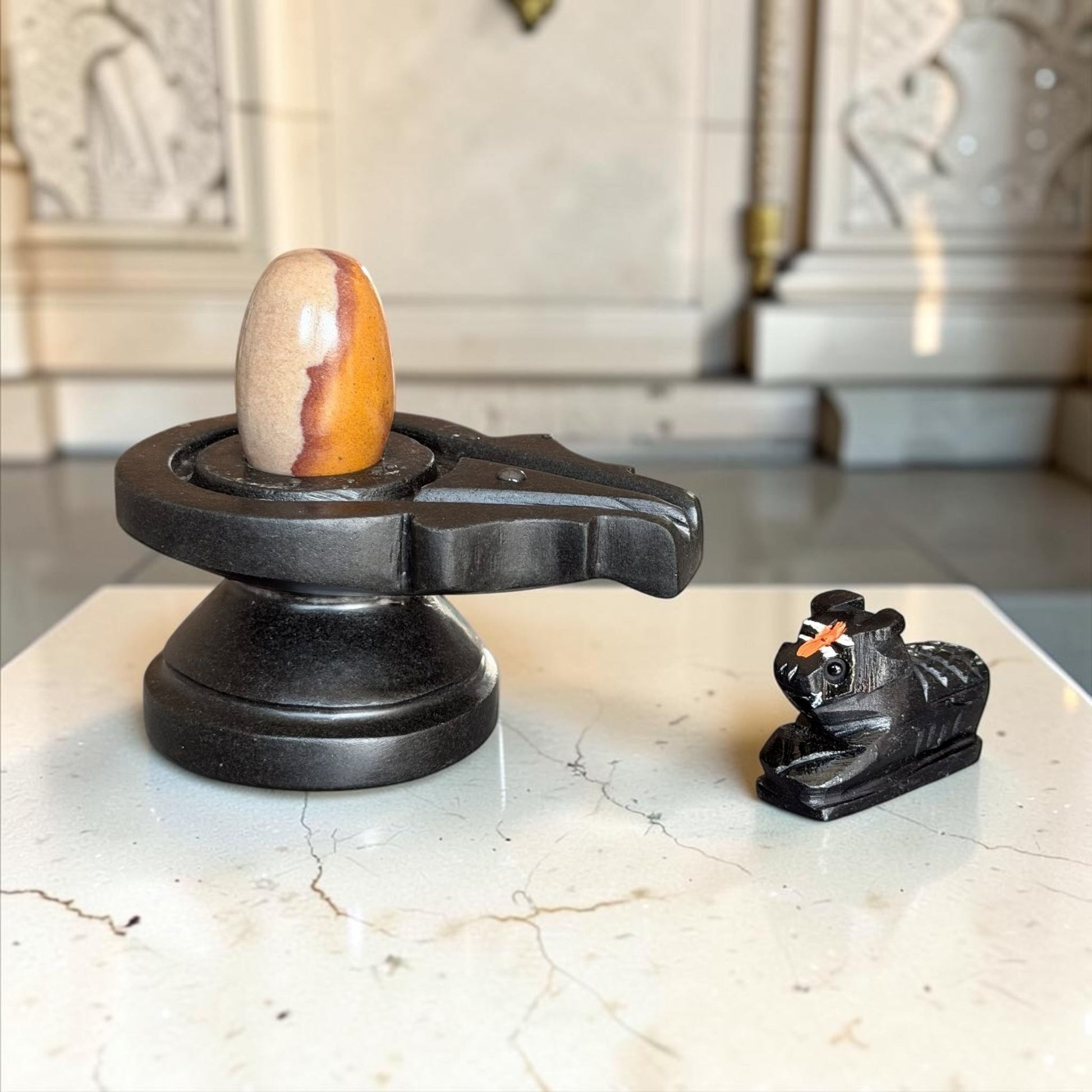 Authentic 2 Inch Narmadeshwar Shivling with Nandi variant_title for pooja mandir