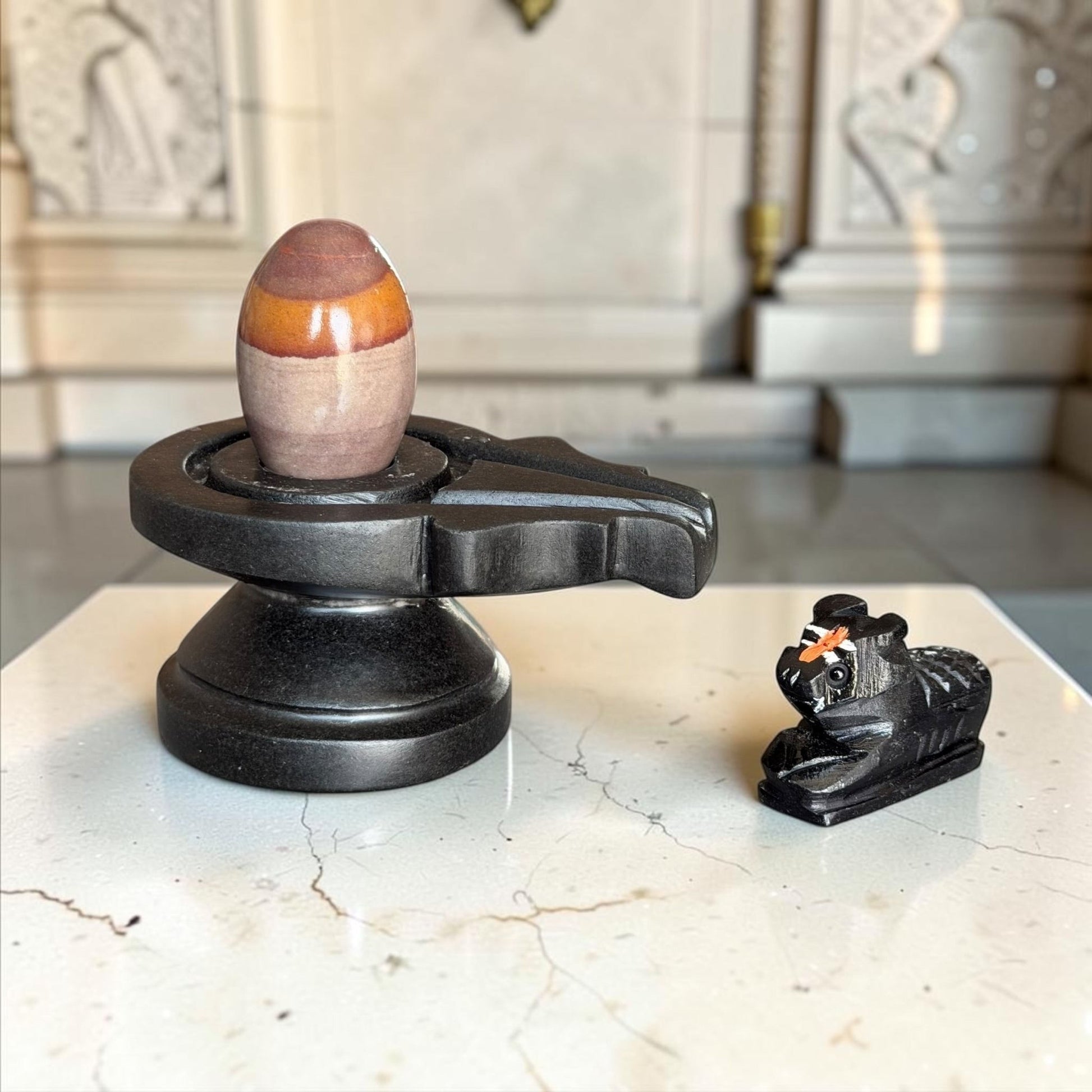 Authentic 2 Inch Narmadeshwar Shivling with Nandi variant_title for pooja mandir