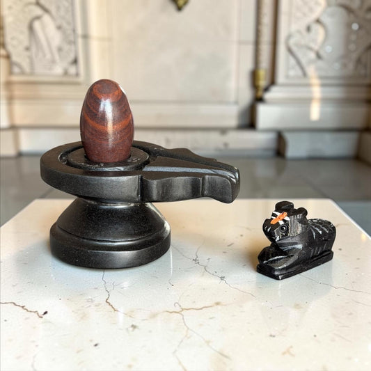 Authentic 2 Inch Narmadeshwar Shivling with Nandi variant_title for pooja mandir