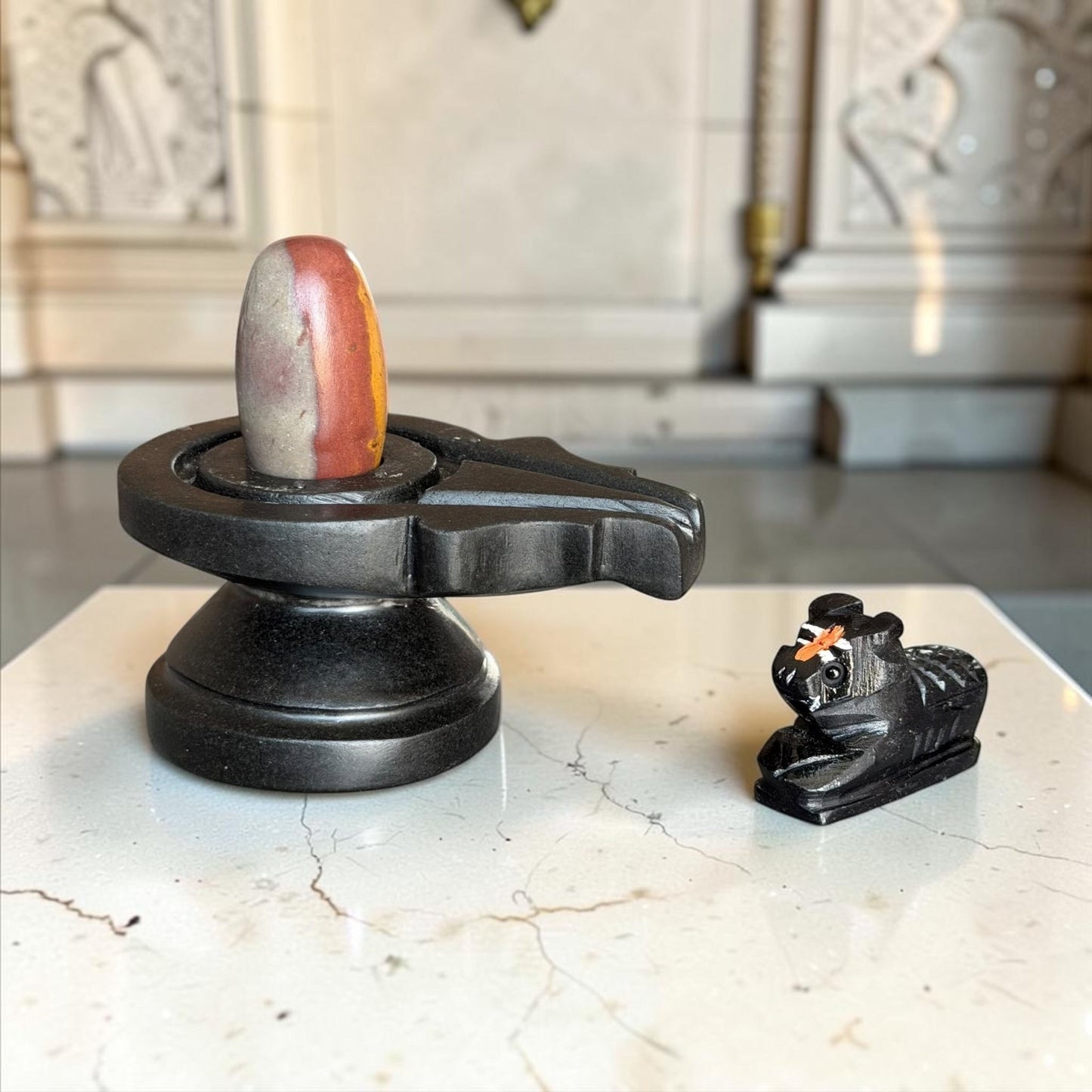Authentic 2 Inch Narmadeshwar Shivling with Nandi variant_title for pooja mandir
