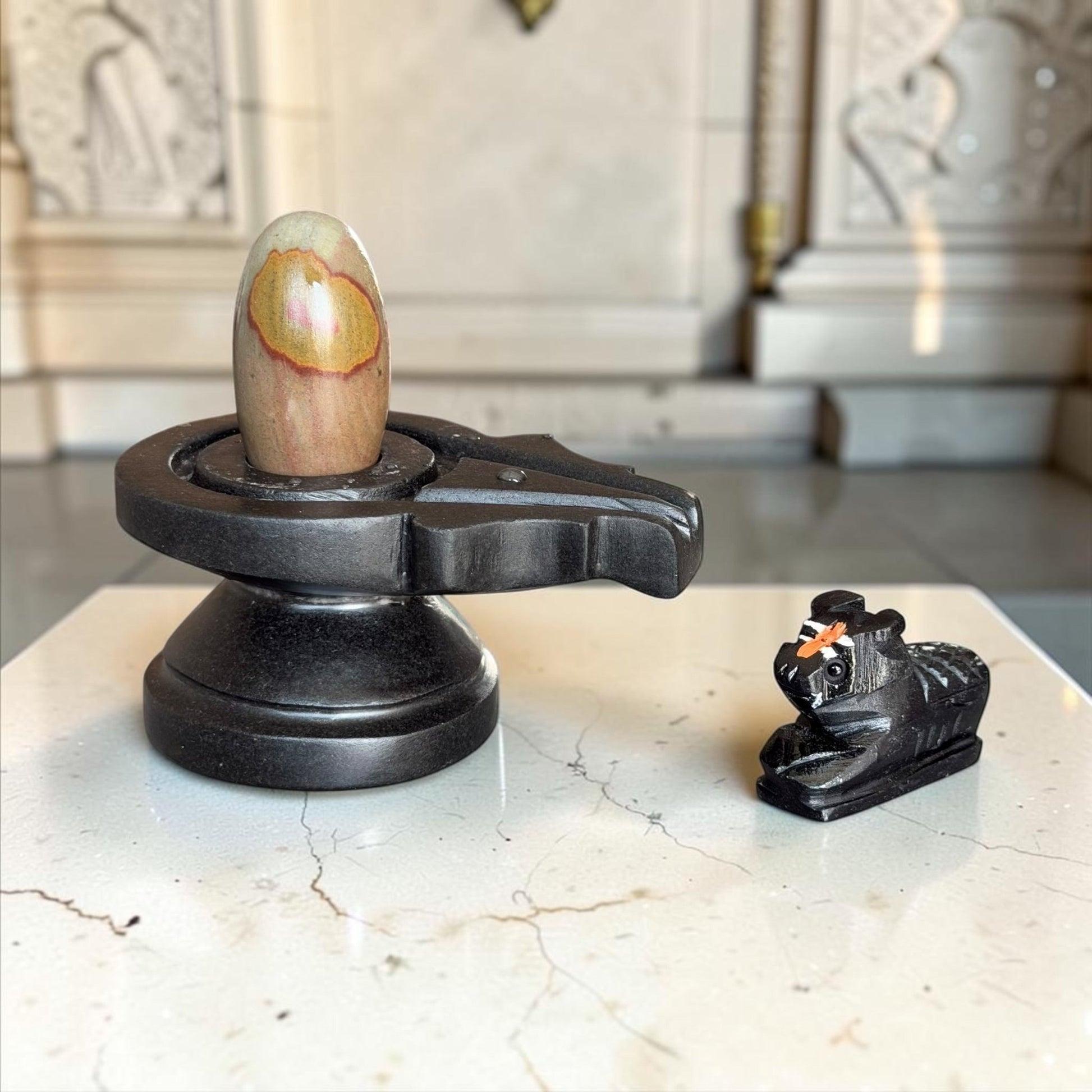 Authentic 2 Inch Narmadeshwar Shivling with Nandi variant_title for pooja mandir