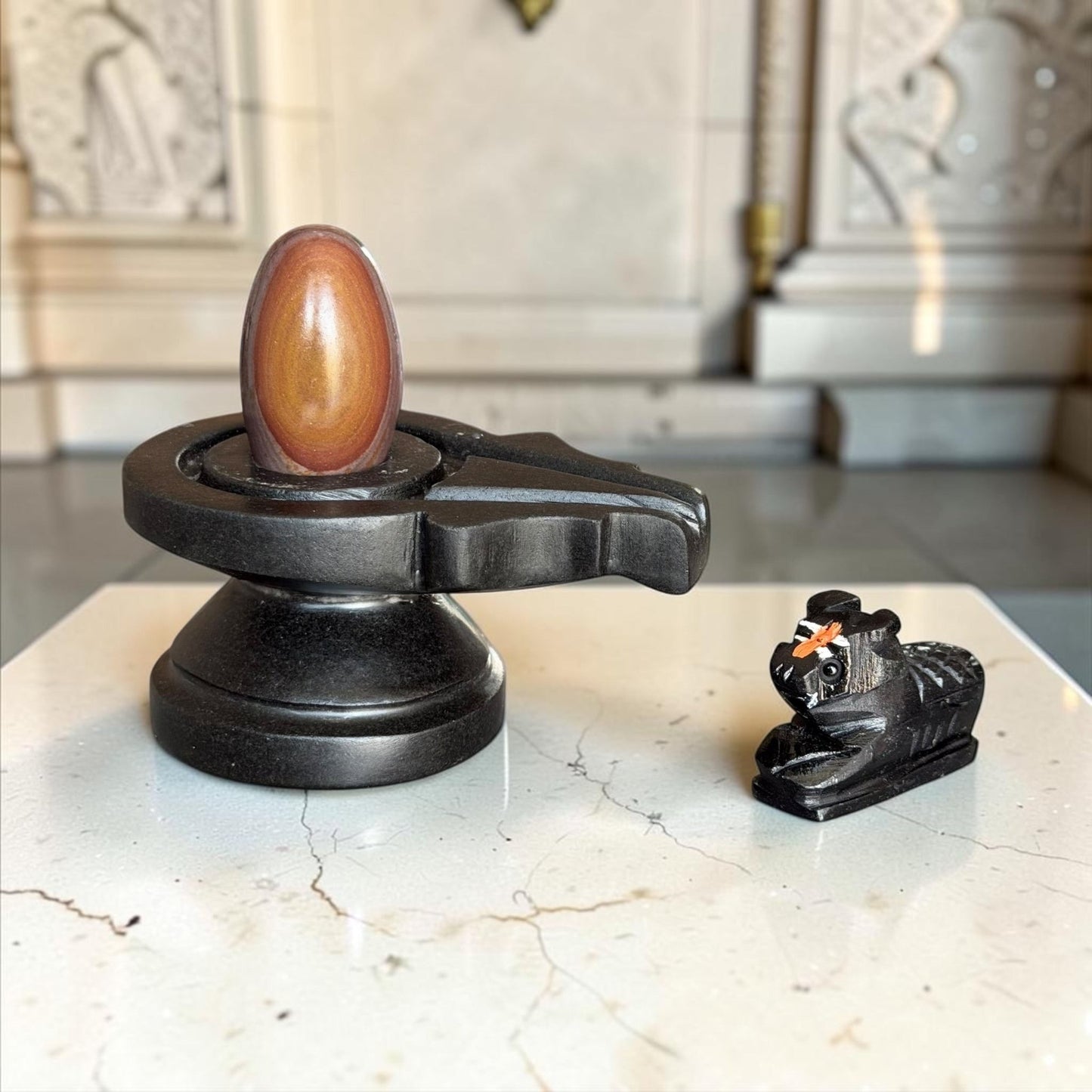 Authentic 2 Inch Narmadeshwar Shivling with Nandi variant_title for pooja mandir