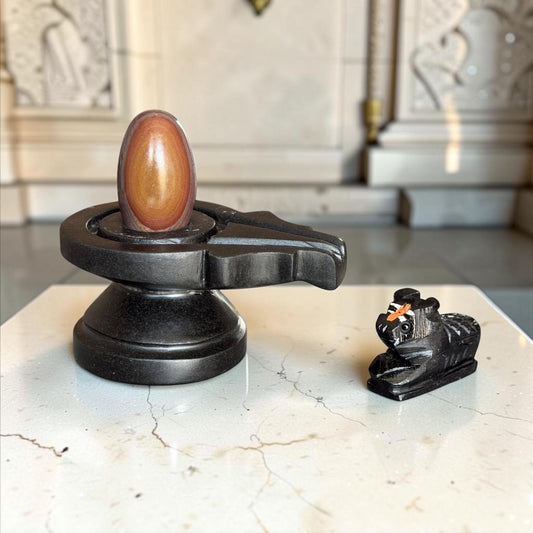 Authentic 2 Inch Narmadeshwar Shivling with Nandi variant_title for pooja mandir