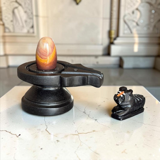 Authentic 2 Inch Narmadeshwar Shivling with Nandi variant_title for pooja mandir
