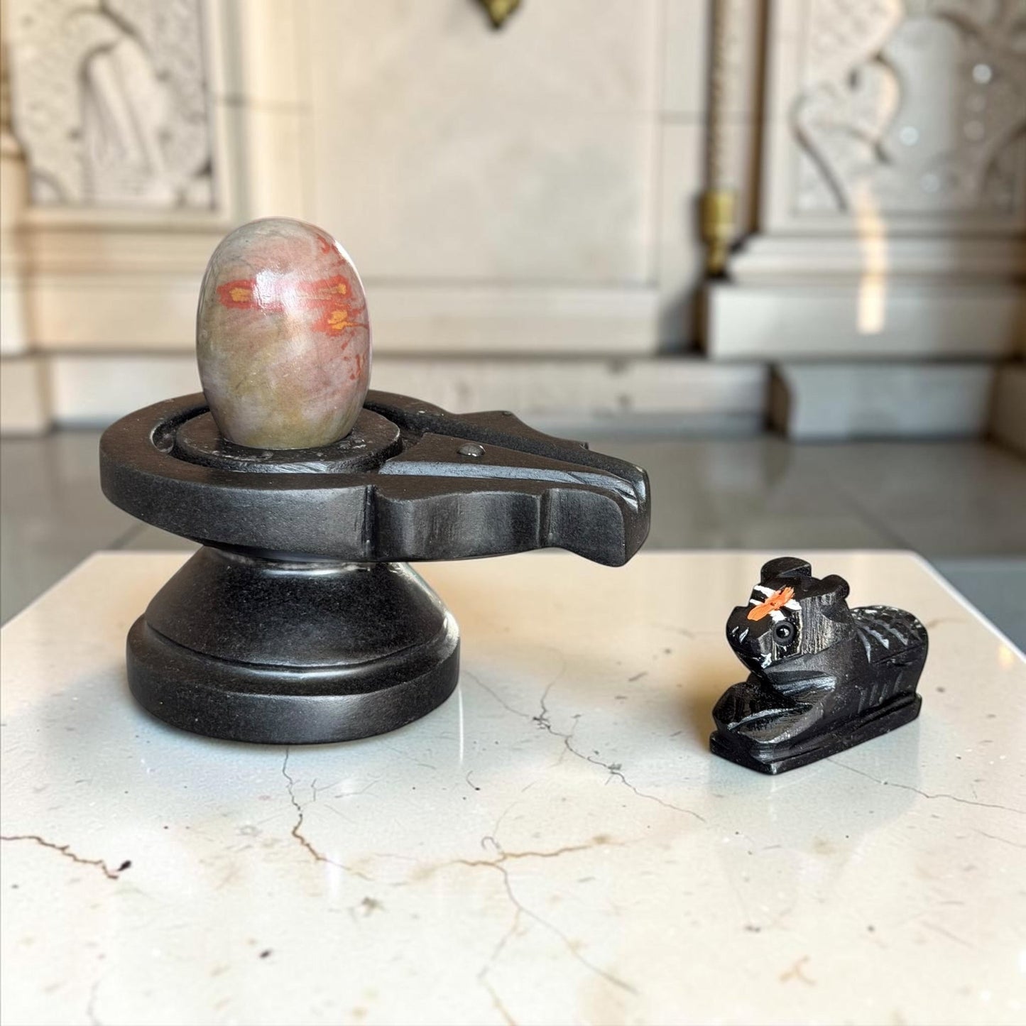 Authentic 2 Inch Narmadeshwar Shivling with Nandi variant_title for pooja mandir