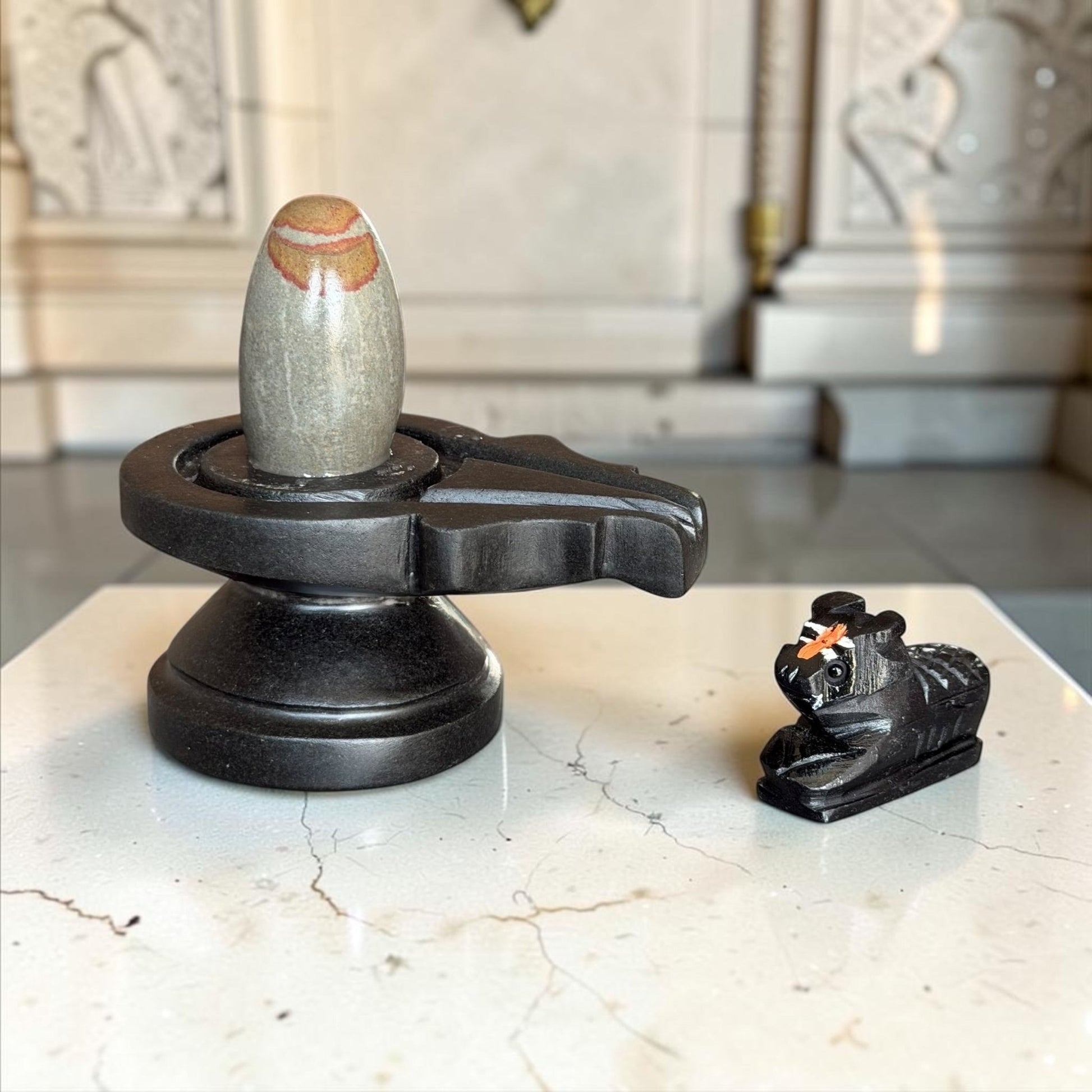 Authentic 2 Inch Narmadeshwar Shivling with Nandi variant_title for pooja mandir