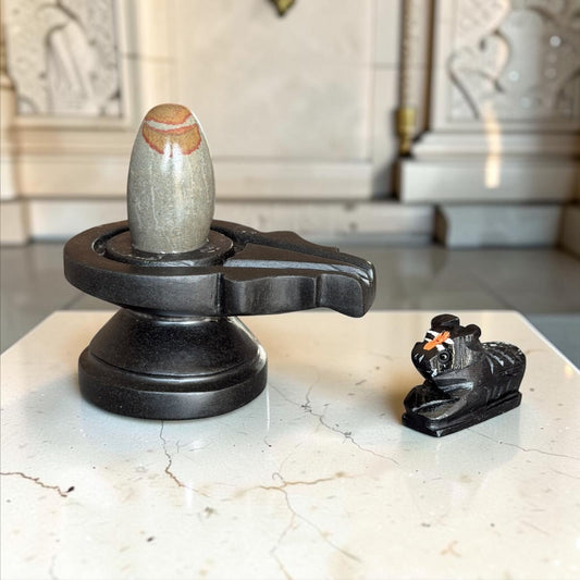 Authentic 2 Inch Narmadeshwar Shivling with Nandi variant_title for pooja mandir