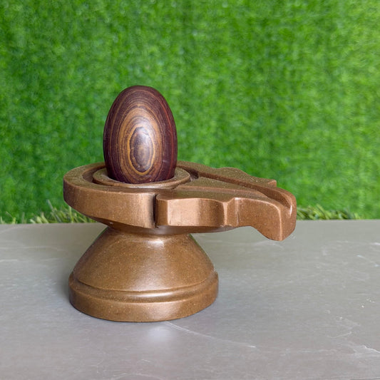 Narmadeshwar Shivling 2 Inch with 4 Inch Jaladhari - Original Narmada River Stone variant_title for pooja mandir