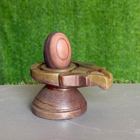 Narmadeshwar Shivling 2 Inch with 4 Inch Jaladhari - Original Narmada River Stone variant_title for pooja mandir
